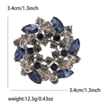 Broche fleur rétro en verre bleu foncé et gris fumé avec dimensions indiquées - Bleu 2690-BL1