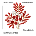 Elegante spilla corallo dorata con perle rosse e cristalli, accessorio moda da 5,4 cm - Rosso-0498-RD
