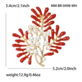 Elegante spilla a corallo con foglie in smalto rosso e perle bianche placcata in oro - Bianco-0498-WH