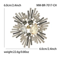 Spilla barocca a girasole con cristalli a goccia e raggi metallici con strass luccicanti - Champagne