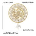 Exquisite hohle runde Brosche mit Zirkonia-Mikropflaster und Vergoldung, Größe 5,0x3,7 cm - Gold (8219-GD)