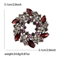 Detail of flower brooch with red marquise gems and purple crystals in silver setting - Purple