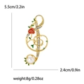 Spilla a chiave di violino dorata con rosa rossa, strass e perla bianca raffinata - Oro (MM-BR-2733-GD)