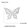 Elegante broche de mariposa plateado con perlas y cristales, mide 5,1cm por 3,8cm - Plateado