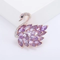 Elegant rose gold swan brooch with purple marquise crystals and sparkling rhinestones - Purple