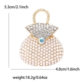 Spilla borsetta alla moda con perle e strass blu per abiti da donna e cardigan eleganti - Oro