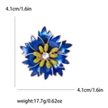 Dunkelblaue Emaille-Blumenbrosche in Goldlegierung mit Abmessungen 4,1 cm und 17,7 g - Blau