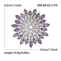 Spilla a girasole dorata con grande zircone bianco e pietre preziose viola - Oro Vero Viola (MM-BR-8213-PU)