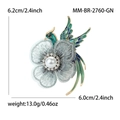 Broche de fénix en esmalte de estilo chino con perlas y cristales sobre base dorada - Estilo Fénix (MM-BR-2760-GN) / Verde