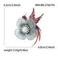 Broche de fénix esmaltado con flor púrpura, perla grande y detalles de circón, 6,2 cm - Estilo Fénix (MM-BR-2760-PU) / Morado
