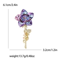 Elegante spilla a rosa sfumata blu e viola con finitura dorata e cristalli fini - Viola