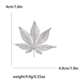 Spilla a foglia d'acero argento con micro zirconi, misura 4,0 cm per 4,9 cm - Argento
