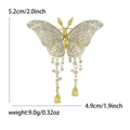 Spilla a farfalla dorata con nappe in zircone, dimensioni 5,2cm x 4,9cm, peso totale 9,0g - Oro (Zirconia Gialla)