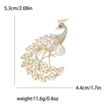 Spilla pavone dorata con scintillanti zirconi marquise e una grande perla bianca fine - Bianco-8246