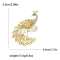 Spilla pavone dorata con cristalli di zircone gialli e dettaglio in perla - Oro-8246