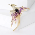 Détail de la broche phénix de feu avec ailes en émail violet et micro-pavé de zircone - Violet (MM-BR-8215)