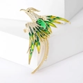 Detail of fire phoenix brooch with green enamel and micro-pave zircon craftsmanship - Green (MM-BR-8215)