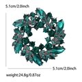 Elegant dark green rhinestone flower wreath brooch in vintage grey alloy finish - Dark Green