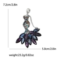 Eleganter Strass-Meerjungfrau-Damenbrosche mit Kristalldesign und detaillierten Maßen - Blau und Lila