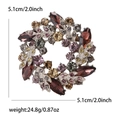 Broche couronne bauhinia argentée avec strass variés et dimensions détaillées - Violet Multicolore