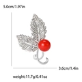 Spilla a foglia argento con zirconi bianchi e perla rossa incluse le dimensioni - Stile Argento (MM-BR-2823) / Argento