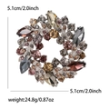 Broche couronne fleurie élégante en strass gris foncé et ambre, taille 5,1cm, poids 24,8g - Gris Café Violet Mixte