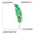 Spilla a foglia dorata classica con zircone marquise verde e accenti di cristallo - Foglia di Pianta (MM-BR-8286) / Verde