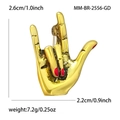 Creative gold-plated rock hand gesture brooch with red nails and product dimensions - Gold (MM-BR-2556)