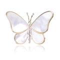 Elegante spilla a farfalla con ali in madreperla bianca e brillanti cristalli di zircone - Bianco