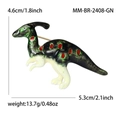 Retro enamel dinosaur brooch in green with red dots and gold pin for men and women - Green