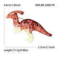 Orange enamel Parasaurolophus dinosaur brooch pin with size and weight dimensions - Red