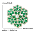 Eleganter Perlen-Begonien-Blumen-Brosche mit grünen Edelsteinen und Zirkonia 4,7x4,4cm - Grün
