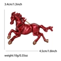 Detail view of red enamel horse brooch dimensions 3.4cm x 4.5cm and 10g weight details - Dark Red