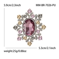 Broche flocon de neige vintage avec grand cristal violet et pierres précieuses colorées - Violet (MM-BR-7026-PU)