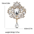 Broche vintage en cristal doré avec pendentifs goutte et détails en strass ornés - Or