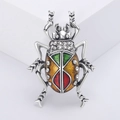 Detailed close-up of a luxury vintage beetle brooch with colorful enamel and crystals - Yellow Ladybug Style (2401-Yellow)