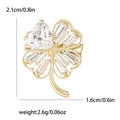 Eleganter vierblättriger Kleeblatt-Anstecknadel mit Goldfinish und Zirkon-Steinen, 2,1 cm - Gold