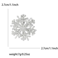 Dettaglio della spilla a fiocco di neve rotante da 2,7 cm con perle e indicazioni di misura - Argento
