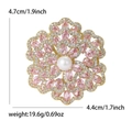 Eleganter Perlen-Blumenbrosche mit rosa Zirkonia-Blütenblättern und Gold-Finish - Rosa