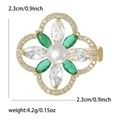 Spilla a quadrifoglio con cristalli verdi e perla centrale, diametro 2,3 cm stile lussuoso - Verde