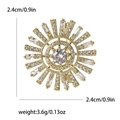 Eleganter Gold-Sonnenblumen-Brosche mit Mikrozirkonia und zentralem Kristallstein - Gold