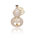 Detailansicht der Luxus-Kürbis-Brosche mit beweglichem Stein und Zirkonia-Besatz - Gold