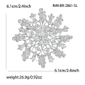 Detailansicht der Strass-Blumenbrosche mit 6,1 cm Größe und 26,0 g Gewichtsangabe - Silber (MM-BR-2861-SL)