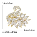 Broche cygne élégante plaquée or avec zircons cubiques, dimensions de 2,0 x 1,8 cm - Doré