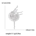 Elegant ballerina brooch in silver metal with sparkling cubic zirconia crystals for women - Silver