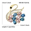 Spilla di lusso a forma di cigno placcata oro con cristalli blu, rosa e zirconi - Azzurro