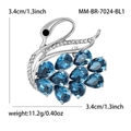 Spilla di lusso a forma di cigno in argento con cristalli blu e micro zirconi - Blu