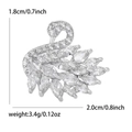 Élégante broche cygne en cristal avec zircons blancs, ton argent, taille 1.8x2.0cm - Argenté