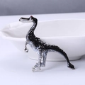 Niedliche Emaille-Dinosaurier-Brosche in Schwarz und Grau mit roten Augen auf Keramik - Schwarz