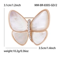 Elegante broche de mariposa en oro rosa con alas de nácar blanco y cristales brillantes - Oro Rosa Real - Nácar Blanco
